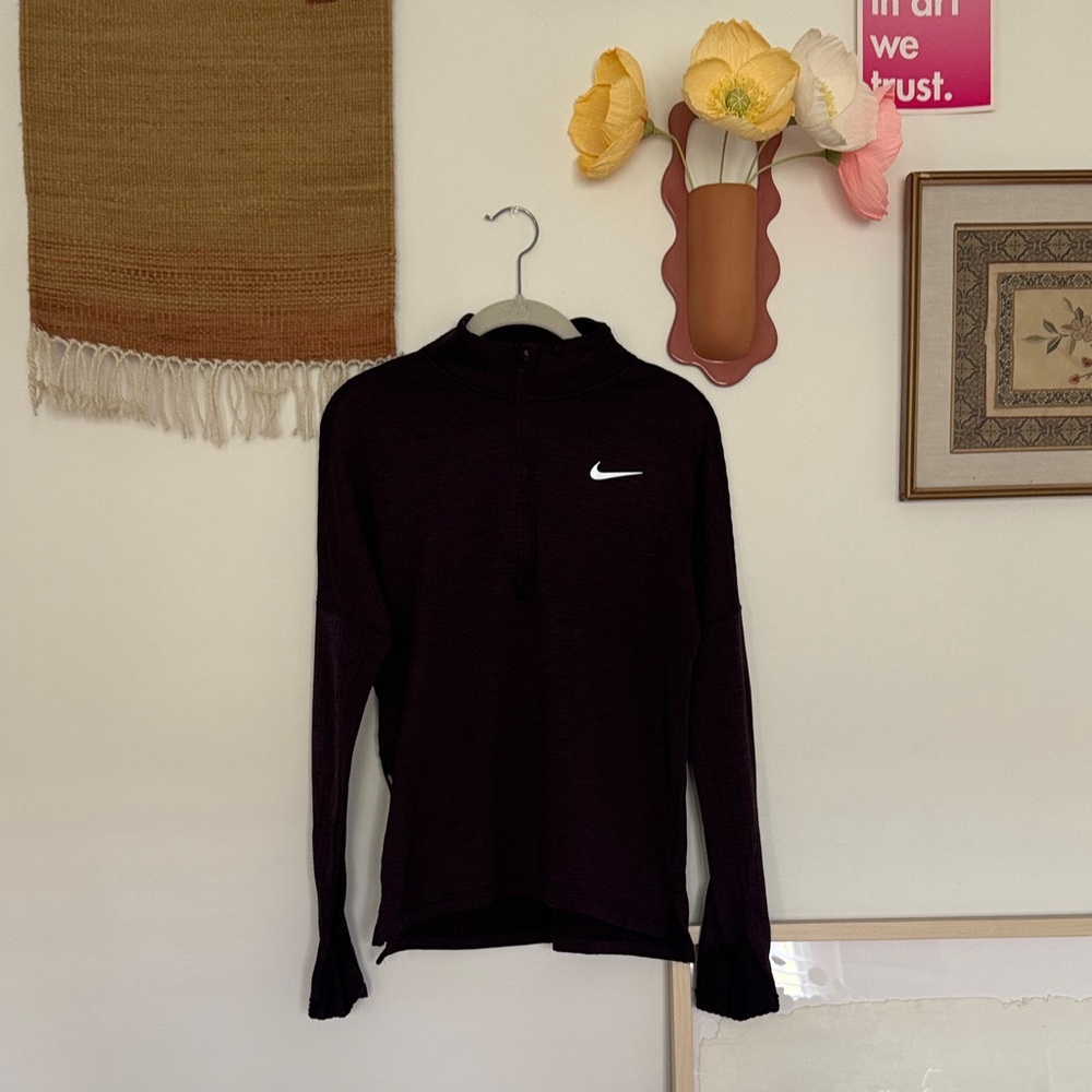 Nike Maroon Half-Zip Pullover with White Swoosh